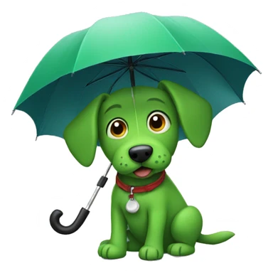 green dog with an umbrella sticker