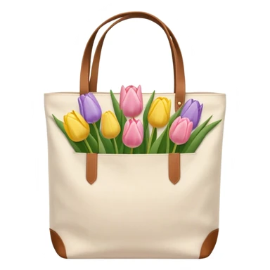 canvas tote bag filled with pastel tulips sticker