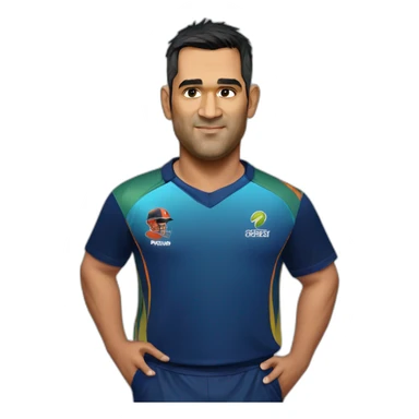 ms dhoni looking right side, smart , handsome in cricket t-shirt sticker
