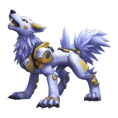  Cool Edgy Digimon-Fakemon-Garurumon-Loogamon-Dorulumon-Wolf full body sticker