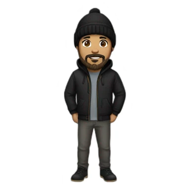 guy black hoodie light brown skin fishing beanie and mustache and beard black hair sticker