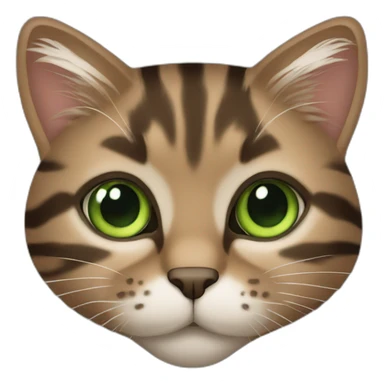 green eyes brown striped fluffy cat sticker