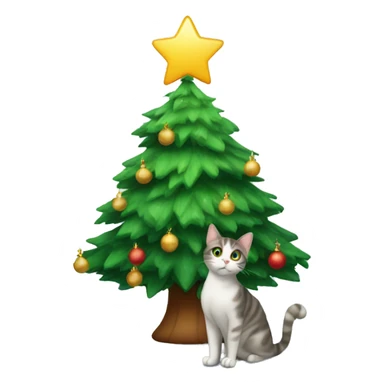 Xmas tree with cat sticker