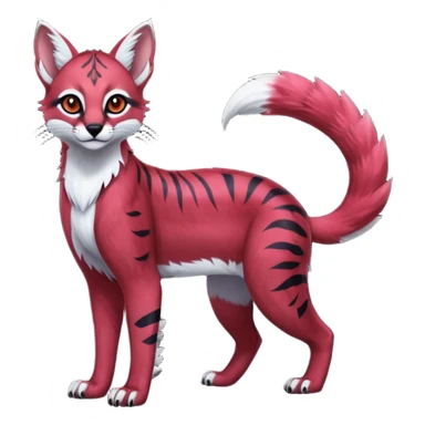 Colorful dark neon pastel gloomy edgy spooky evil tropical ruby exotic cute cool beautiful shiny beautiful fantasy-caracal-civet-genet-sergal-vernid-serval-Gryphon-Cacomistle-Trico-oncilla-animal-Fakémon-hybrid-fursona (full body) sticker