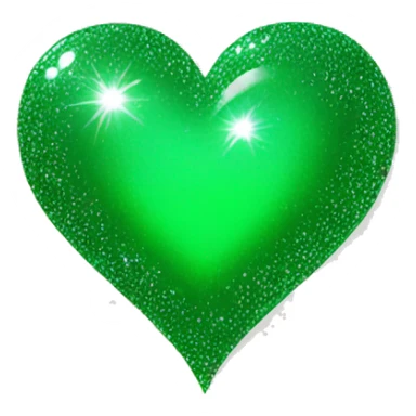 A green heart emoji with 2 sparkles sticker
