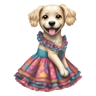Dog wearing a dress sticker