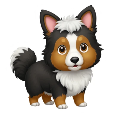 berger australien avec le corps noir et le bout de la queue  et la tete blanche sticker