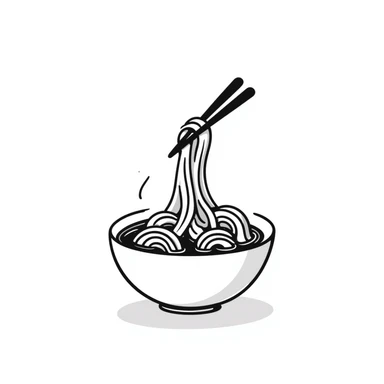 cold noodles, hand drawn, sketch style sticker