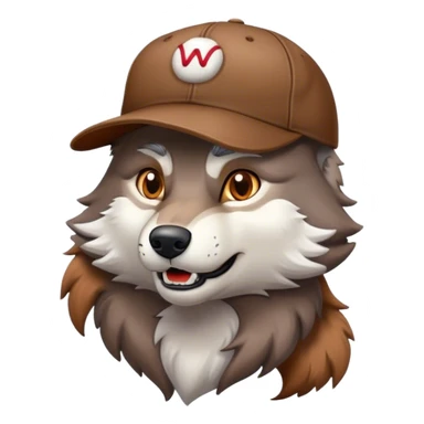 a wolf wearing a baseball cap sticker