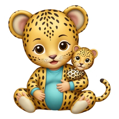 human baby with leopard patterned clothes sticker
