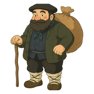 Ghibli style illustration of Basque mythological creature Olentzero sticker