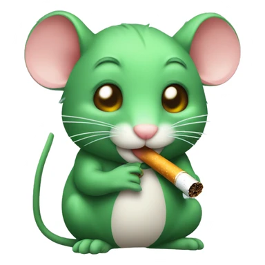 kawaii green rat with a cigarette in his hand sticker