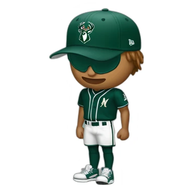 Ice Spice with a milwaukee bucks baseball cap sticker