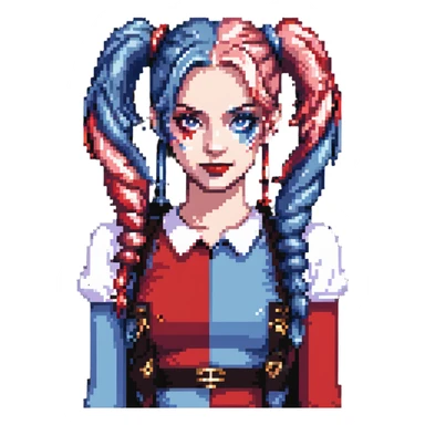 Harley Quinn two-toned hair in pigtails sticker