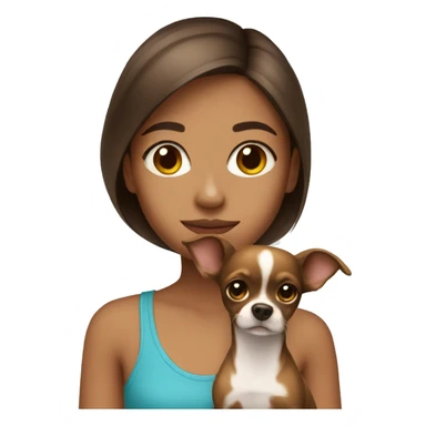 Brown hair girl with chihuahua  sticker