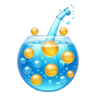 3D iPhone style emoji of bubbly , fizzy bubbles rising, translucent sparkling liquid, isolated on white background, soft shadows, high detail, playful and cute. sticker