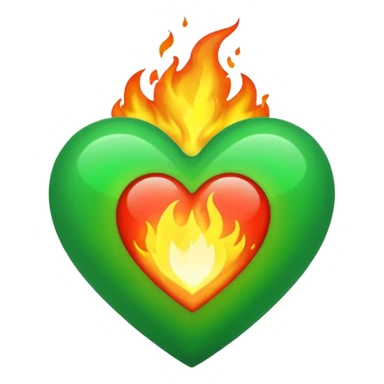 Take the classic Apple "heart on fire" emoji but make it a green heart. sticker