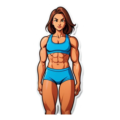 Woman only with upper body muscles and skinny skinny chicken legs sticker