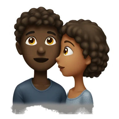 Black boy with brown girl kissing sticker