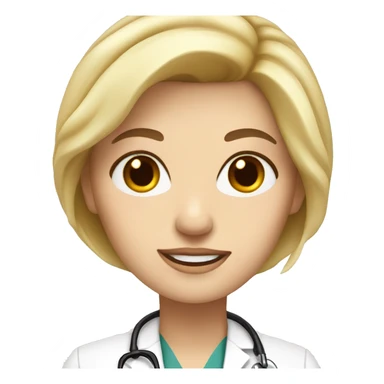 white skin female doctor, brown eyes, blonde hair sticker