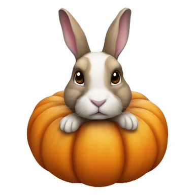 Realistic rabbit in pumpkin autumn sticker
