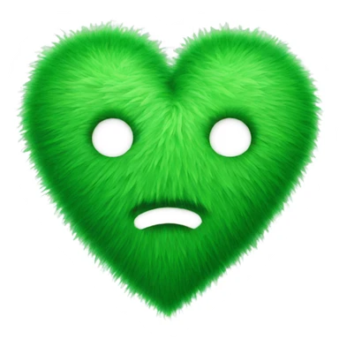 Green fuzzy heart sticker