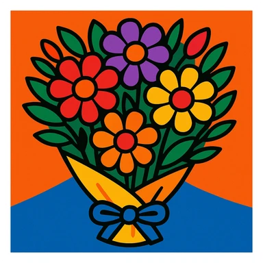 flower bouquet, vibrant toon style sticker