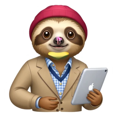 sloth with advanced technology and preppy clothing sticker