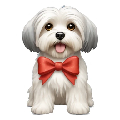 havanese dog with bow sticker