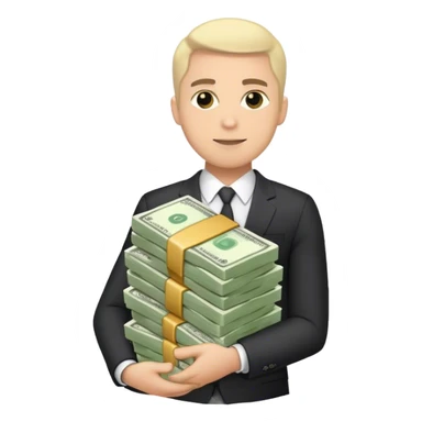 Guy with huge money lugages sticker