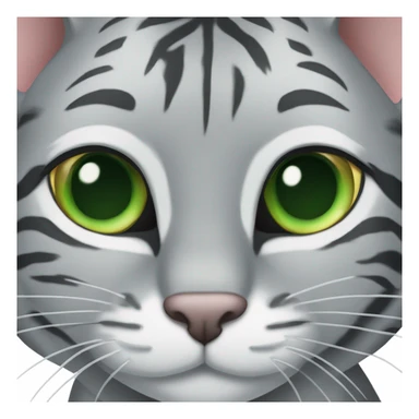 grey tiger tabby cat with green eyes and one tipped ear sticker