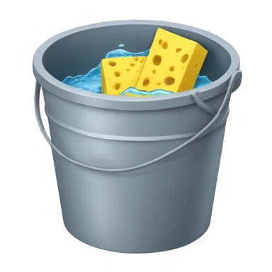 bucket of water with yellow sponge inside sticker