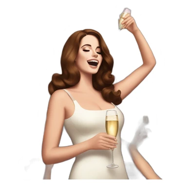 Lana del Rey cheering up with champagne over head sticker