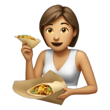 woman eating burrito sticker