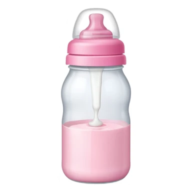 feeding bottle milk inside with pink lid sticker