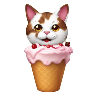 Cherry sundae with calico cat sticker