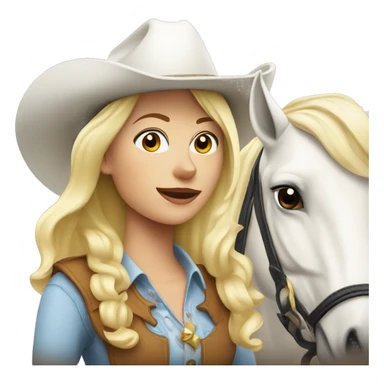 Blonde Cowgirl with a white horse sticker