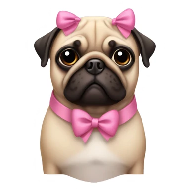 Pug with pink bows on ears  sticker