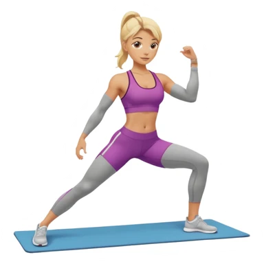 sporty blonde girl doing pilatrs sticker