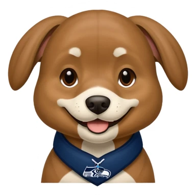 Dark Brown tan dog with Seattle Seahawks gear sticker