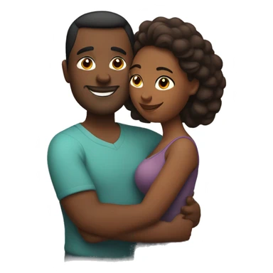 Curvy busty brown skin woman hugs Husband   sticker