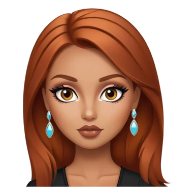 russian features, beauty, winred hair, tan skin,  eyes, pretty eyes, black eyeliner, pretty bratz baddie sticker