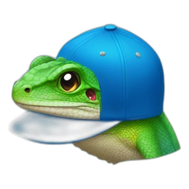 Lizard emoji with blue baseball hat sticker