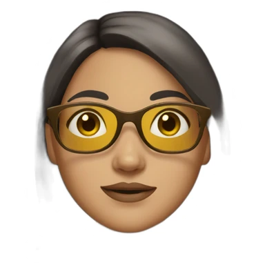 a girl with dark brown hair and golden glasses sticker