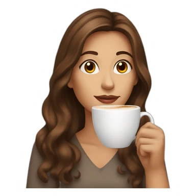 Woman with long brown hair drinking cappuccino  sticker
