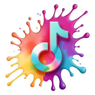 Realistic, watercolor, tiktok logo sticker