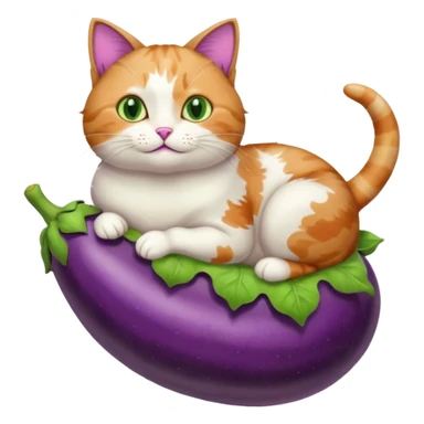 Cat riding an eggplant sticker
