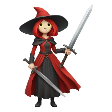A pale witch who is wearing red and is holding a sword  sticker
