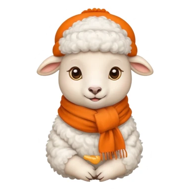 baby sheep with orange scarf and brown hat sticker