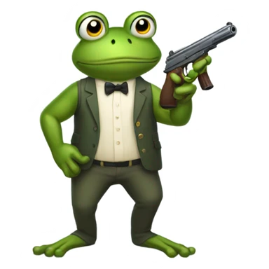 Frog holding a gun sticker